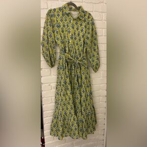 Darlington Isle Button Up Tie Waist Maxi Dress